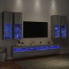 VidaXL Comode TV de perete cu lumini LED, 7 piese, gri sonoma 3216776