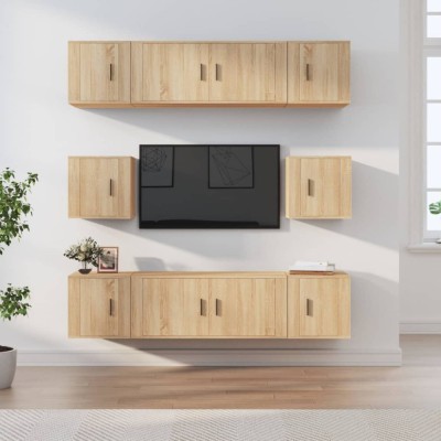 vidaXL Set dulap TV, 8 piese, stejar sonoma, lemn prelucrat 3188673 foto
