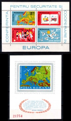 Romania 1975, LP 891 LP 892, CSCE Helsinki, bloc + colita nedantelata, MNH foto