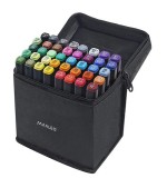 Set 40 markere cu doua capete, Multicolor, Geanta Inclusa