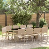vidaXL Set de masă pentru grădină 11 pcs Bej Pentru 10 Persoane Mari
