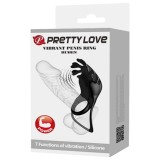Inel vibrator pentru penis PRETTY LOVE - RUBEN, din silicon, negru, 7 functii de vibrare