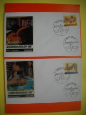 HOPCT PLIC FDC S NR 340 SET 2 FDC -1971 PENTRU TINERET - GERMANIA BERLIN VEST -NECIRCULAT