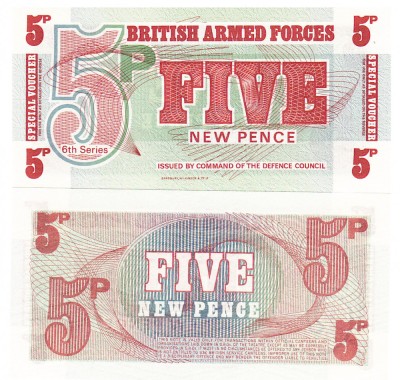 British Armed Forces Marea Britanie 5 Pence 1972 P-47 UNC foto