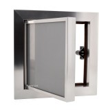 Usa de vizitare -Ramă din aluminiu Crom si sticla Gri 300x300