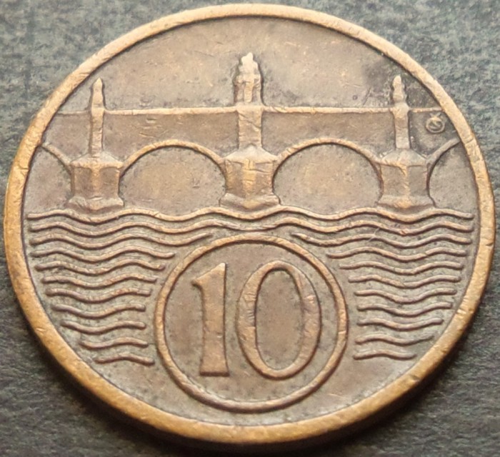 Moneda istorica 10 HALERU - CEHOSLOVACIA, anul 1937 * cod 3144 B