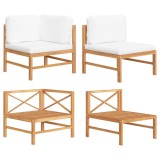 Cumpara ieftin Set mobilier grădină cu perne crem, 2 piese, lemn de tec