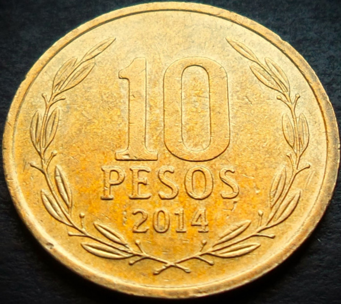 Moneda exotica 10 PESOS - CHILE, anul 2014 * cod 2731