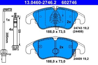 ATE 13.0460-2746.2 set placute frana,frana disc foto
