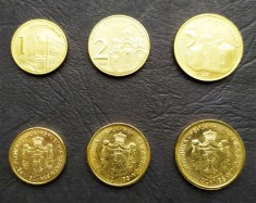 SERBIA █ SET COMPLET DE MONEDE █ 1, 2, 5 Dinara █ 2021 █ UNC