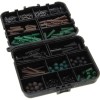 Kit Accesorii Monturi Crap NGT Carp Kit Box, 170 Piese: Varteje, Clipsuri, Carlige Barbless, Antisoc, Termocontractabile