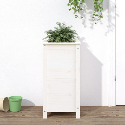 vidaXL Jardinieră de grădină, alb, 40x40x78 cm, lemn masiv de pin foto