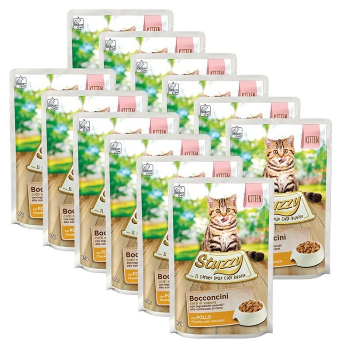 Stuzzy Cat Kitten Chunks bucăți de pui &icirc;n sos 12 x 85 g