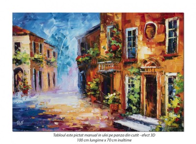 Tablou pictat manual, TIHNA (6) - 100x70cm, ulei in cutit, efect 3D - Magistral! foto