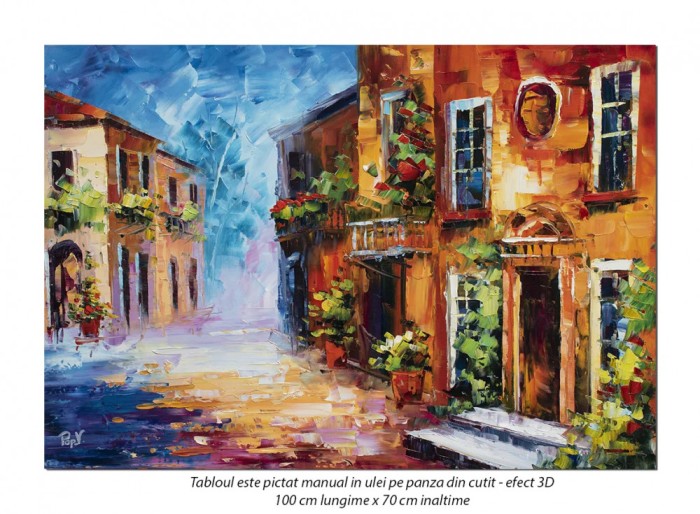 Tablou pictat manual, TIHNA (6) - 100x70cm, ulei in cutit, efect 3D - Magistral!