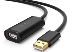 CABLU USB Ugreen prelungitor, &quot;US121&quot; USB 2.0 (T) la USB 2.0 (M), conectori auriti, 10m, negru, &quot;10321&quot; (timbru verde 0.18 lei) - 6957303813216