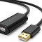 CABLU USB Ugreen prelungitor, &quot;US121&quot; USB 2.0 (T) la USB 2.0 (M), conectori auriti, 10m, negru, &quot;10321&quot; (timbru verde 0.18 lei) - 6957303813216
