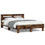 VidaXL Cadru de pat cu tăblie stejar fumuriu 120x190 cm lemn prelucrat