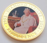 13. Moneda Jersey 50 pence 2012 (Diamond Jubilee - Gold Plated), Europa