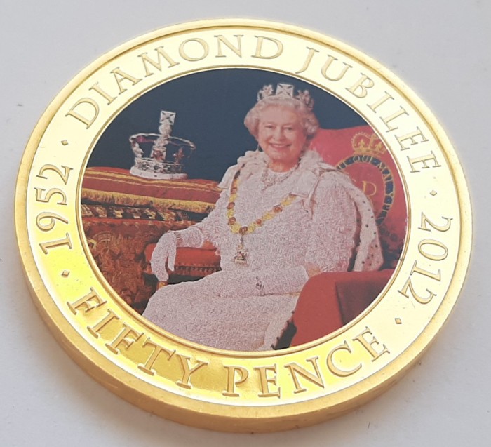 13. Moneda Jersey 50 pence 2012 (Diamond Jubilee - Gold Plated)