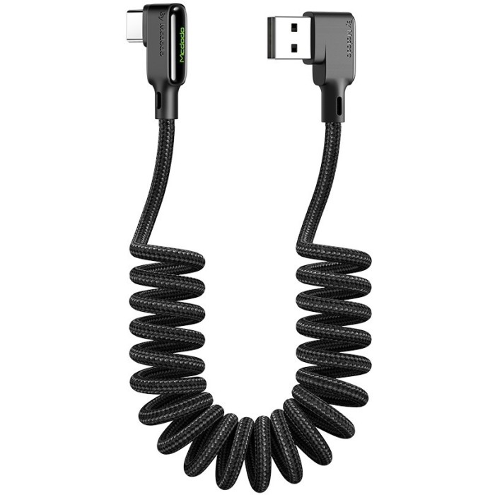 Mcdodo Cablu Unghiular Usb-C Cu Arc Spiralat &Icirc;ncărcare Rapidă Tip C Led