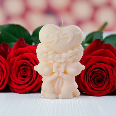 Lumanare Parfumata Cuplu Ursuleti , Cadou Handmade si Marturie Nunta Botez foto