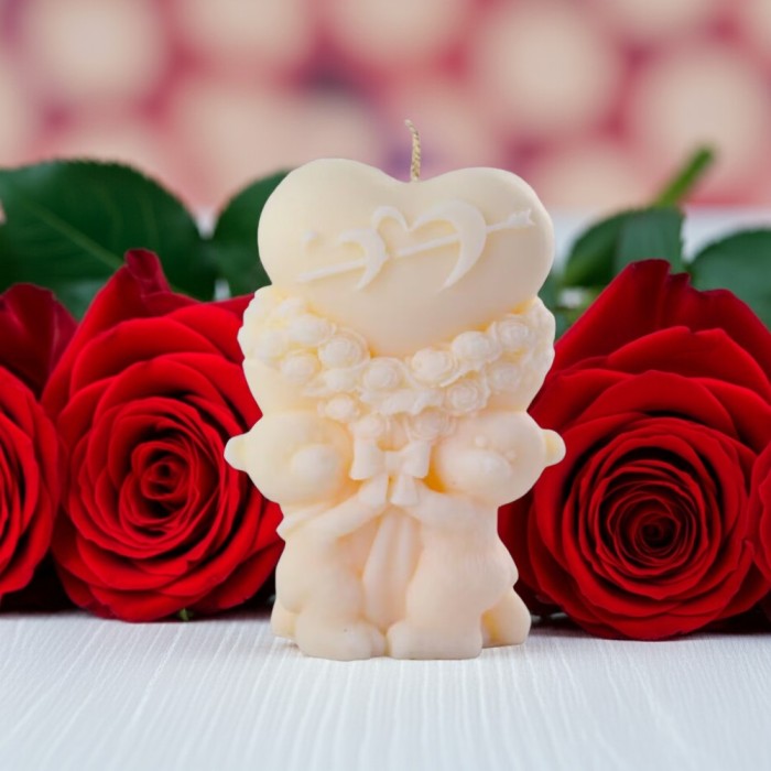 Lumanare Parfumata Cuplu Ursuleti , Cadou Handmade si Marturie Nunta Botez
