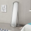 Oglinda Podea Arezzo S en.casa 160x40cm Lemn Eucalipt Argintie Inclinabila Suport HausGarden Leisure Dormitor Hol Decor Baroc