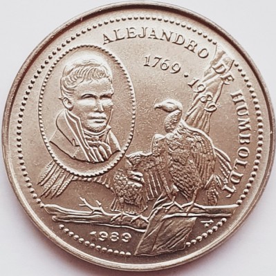 2218 Cuba 25 centavos 1989 Alexander von Humboldt km 361 UNC foto