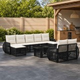 Cumpara ieftin Set de canapele pentru gradina 10 buc. Negru si Alb crem
