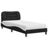 Cumpara ieftin Pat cu saltea, Hvar, negru si alb, 80x200 cm, piele ecologica