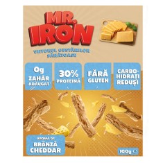 Snack cu 30% proteina fara zahar low-carb gluten free Branza Ceddar Tojos, 100g, Mr. Iron