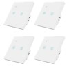 Set 4 Intrerupatoare inteligente duble cu touch Brius&trade;, Wi-Fi, nul, sticla securizata, LED noapte/zi, Tuya, Life Smart, compatibil Amazon Alexa/Google
