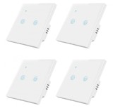 Set 4 Intrerupatoare inteligente duble cu touch Brius&trade;, Wi-Fi, nul, sticla securizata, LED noapte/zi, Tuya, Life Smart, compatibil Amazon Alexa/Google
