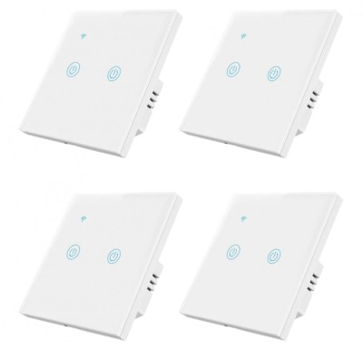 Set 4 Intrerupatoare inteligente duble cu touch Brius&amp;trade;, Wi-Fi, nul, sticla securizata, LED noapte/zi, Tuya, Life Smart, compatibil Amazon Alexa/Google foto