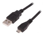 Cablu USB 2.0 A-Micro B 1.8m Negru, QOLTEC