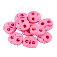 Set 10 opritori pentru snur cu 2 gauri Crisalida, 20 x 20 mm, Roz
