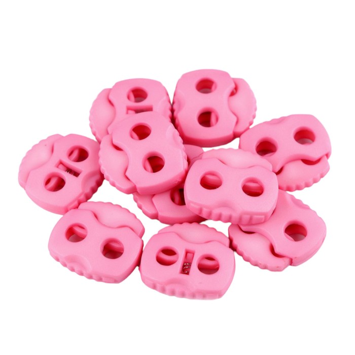 Set 10 opritori pentru snur cu 2 gauri Crisalida, 20 x 20 mm, Roz