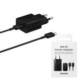 Samsung - Original Wall Charger (EP-T1510XBEGEU) - Type-C Cable Included, Type-C Fast Charging 15W, - Black (Blister Packing)