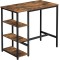 VASAGLE Masa de bar dreptunghiulara cu cadru metalic, 3 rafturi, design industrial, 109x60x100cm, maro vintage si negru