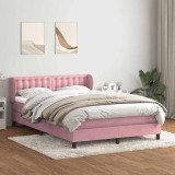 vidaXL Pat box spring cu saltea, roz, 140x220 cm, catifea 3317906