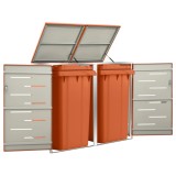 Cumpara ieftin Magazie pentru două pubele, 138x77,5x112,5 cm, oțel inoxidabil
