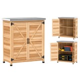 Outsunny Dulap de Exterior cu Raft și Bancă de Lucru Superioară, 79x43x92 cm, Lemn Natural | Aosom Romania