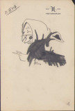 HST 161S Caricatura femeie anii 1930 Geo Dumitrescu semnata