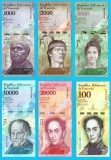 Venezuela SET FUERTE2 6x (p#95+96+97+98+99+100) 1000+2000+5000+10.000+20.000+100.000 Bolivares Fuerte 2016-2017 UNC; (ROG CITITI DETALIILE!)