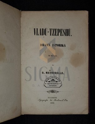 G. Mavrodollu - Vladu-Tzepeshu. Drama istorica in 5 acte * foto