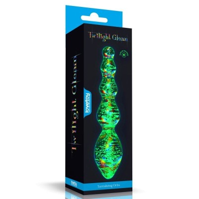 Dildo din sticla Glow-in-the-dark Twilight Gleam Glass Dildo-Tantalizing Orbs foto