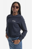 A.P.C. hanorac de bumbac bluză A.P.C. Sweat Shelley COETM-F27693 DARK NAVY femei, culoarea bleumarin, cu imprimeu COETM.F27693-DARKNAVY, APC