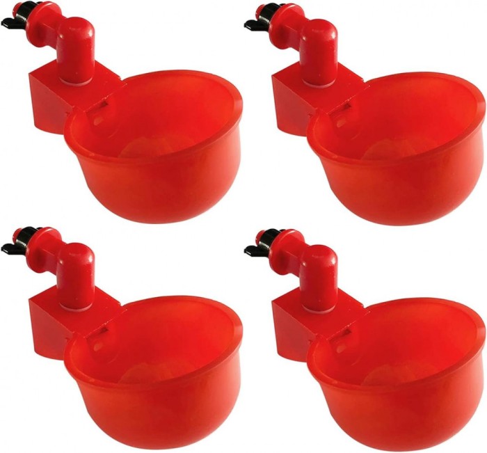 Set 4 adapatoare automate pentru pasari, Mmgoqqt, Plastic, 10.5 x 6.5 x 4 cm, Rosu