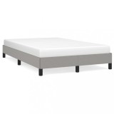 Cadru Pat Gossi, 120x190 cm, Gri Deschis, Textil, Somiera Inclusa, Pat Dormitor, Design Modern